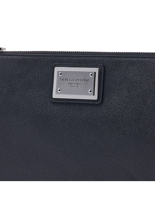 Metal Logo Grain Calfskin Clutch Bag Black - DOLCE&GABBANA - BALAAN 7