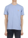 Chillax Fox Patch Regular Short Sleeve T-Shirt Blue - MAISON KITSUNE - BALAAN 2