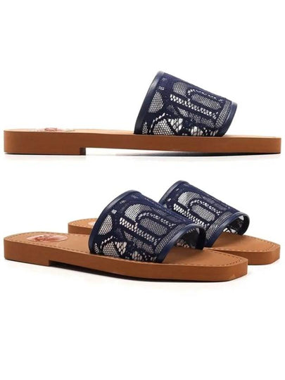 Woody Logo Lace Slippers Navy - CHLOE - BALAAN 2