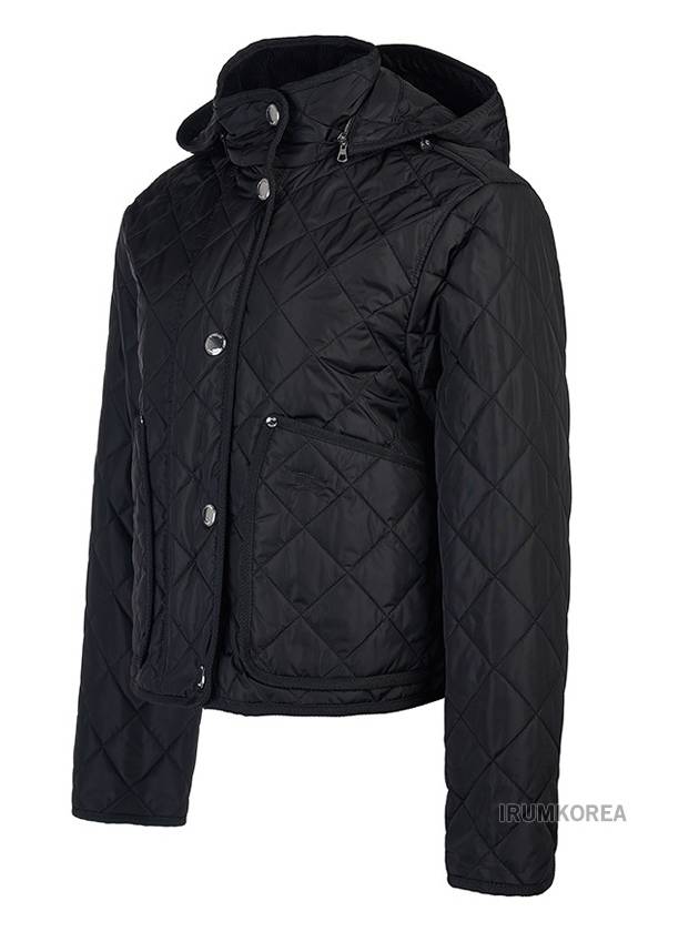 Diamond Quilted Crop Hoodie Jacket Black - BURBERRY - BALAAN 3