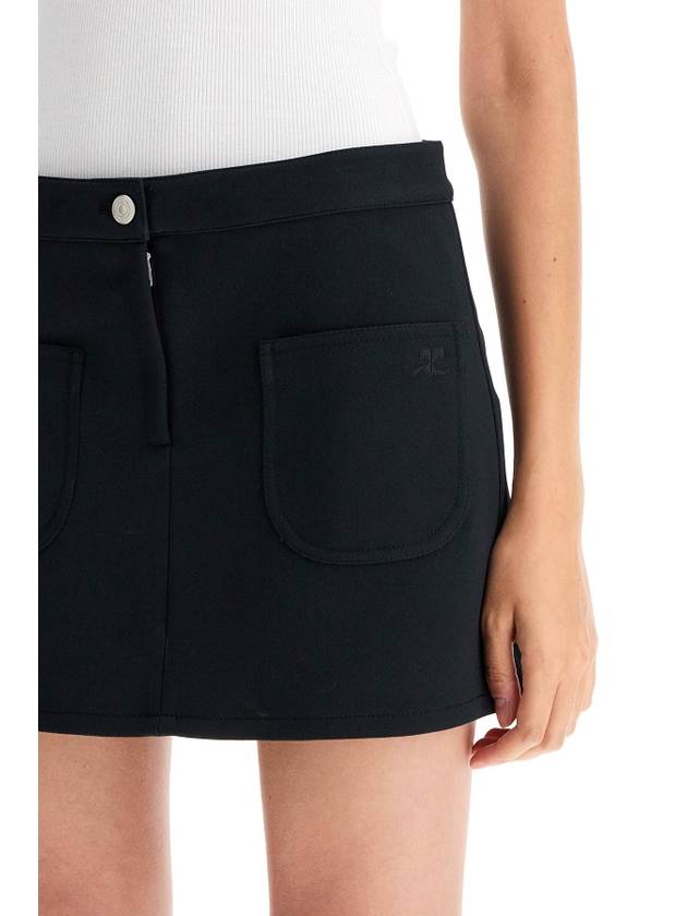 2-Pocket Twill Mini A-Line Skirt Black - COURREGES - BALAAN 5