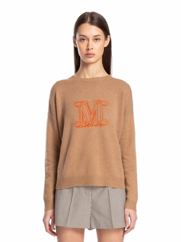 Edo Monogram Cashmere Knit Top Brown - MAX MARA - BALAAN 2