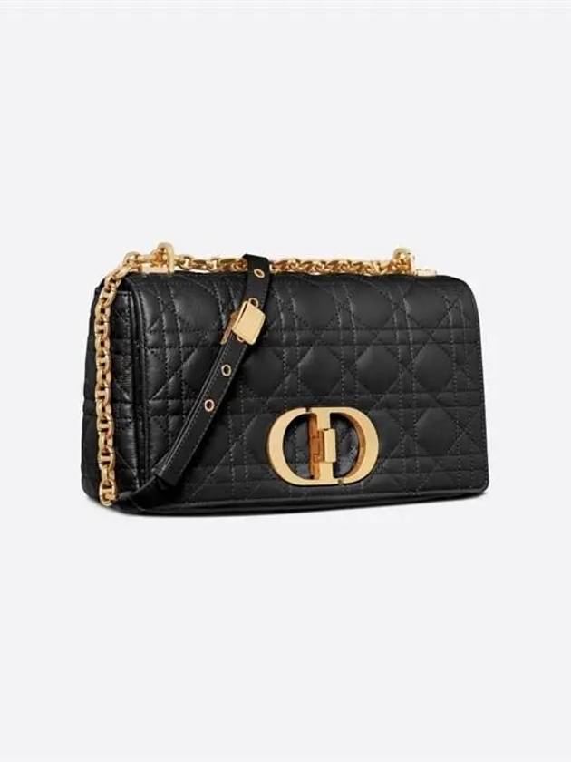 Women's Caro Supple Cannage Calfskin Medium Cross Bag Black - DIOR - BALAAN 3