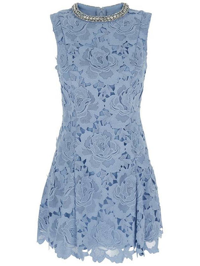 Flower Lace Mini Dress Light Blue - SELF PORTRAIT - BALAAN 2