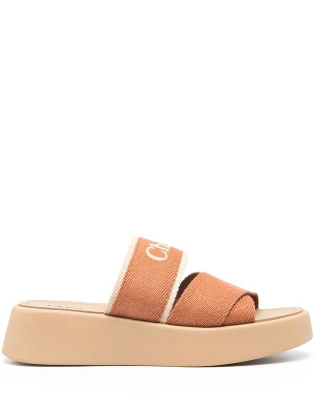 Mila Embroidered Logo Sandals Brown - CHLOE - BALAAN 2