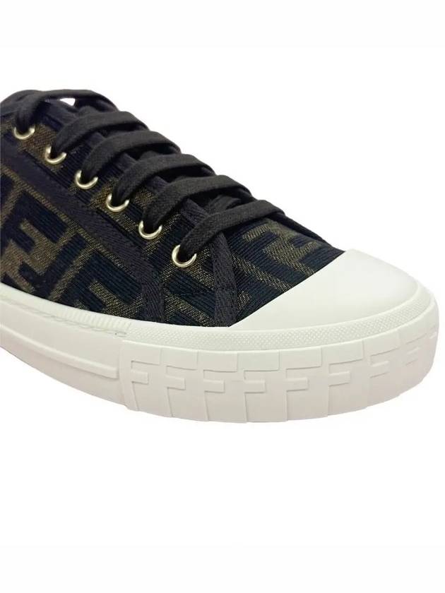 Domino FF Fabric Low Top Sneakers Brown - FENDI - BALAAN 4