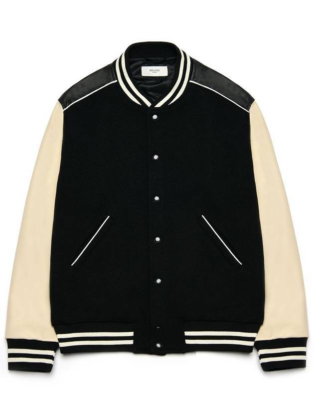 Teddy Wool Bomber Jacket Black - ROLLING STUDIOS - BALAAN 1