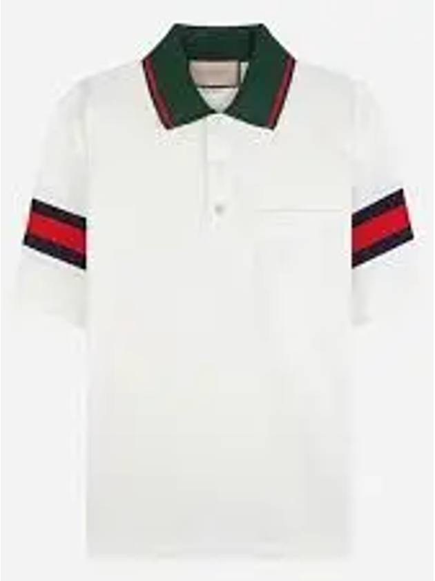 Web Cotton Jersey Short Sleeve Polo Shirt White - GUCCI - BALAAN 2