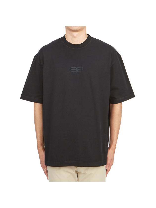 Embroidered BB Logo Short Sleeve T-Shirt Black - BALENCIAGA - BALAAN 2