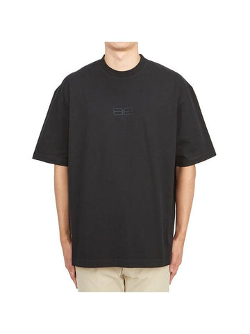 Embroidered BB Logo Short Sleeve T-Shirt Black - BALENCIAGA - BALAAN 1