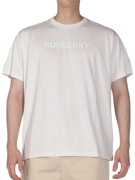 Men's Logo Print Cotton Jersey Short Sleeve T-Shirt Oatmeal Melange - BURBERRY - BALAAN 2