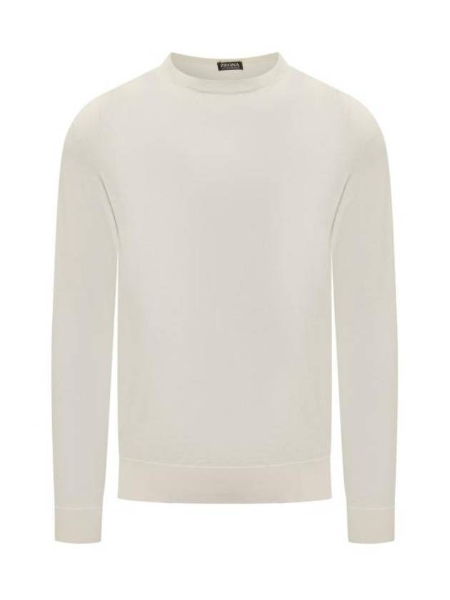 Crew neck wool knit top white - ERMENEGILDO ZEGNA - BALAAN 1