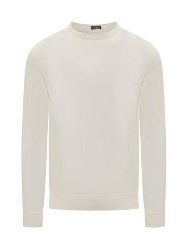 Crew neck wool knit top white - ERMENEGILDO ZEGNA - BALAAN 1