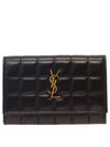 Cassandra Quilting Leather Half Wallet Black - SAINT LAURENT - BALAAN 2