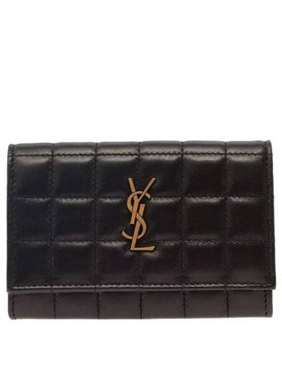 Cassandra Quilting Leather Half Wallet Black - SAINT LAURENT - BALAAN 2