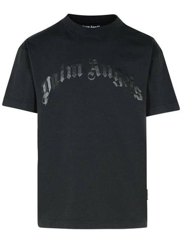 Palm Angels Black Cotton T-Shirt - PALM ANGELS - BALAAN 1