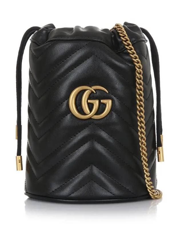 GG Marmont Gold Chain Mini Bucket Bag Black - GUCCI - BALAAN 2