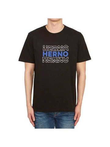 Logo Print Short Sleeve T-Shirt Black - HERNO - BALAAN 1