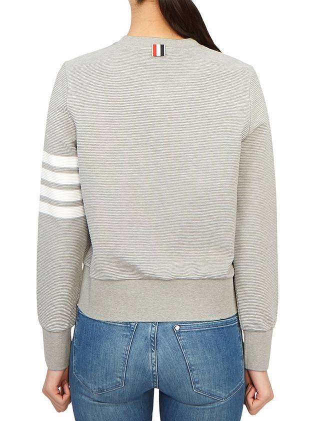 Ottoman Rib 4-Bar Crew Neck Sweatshirt Grey - THOM BROWNE - BALAAN 4