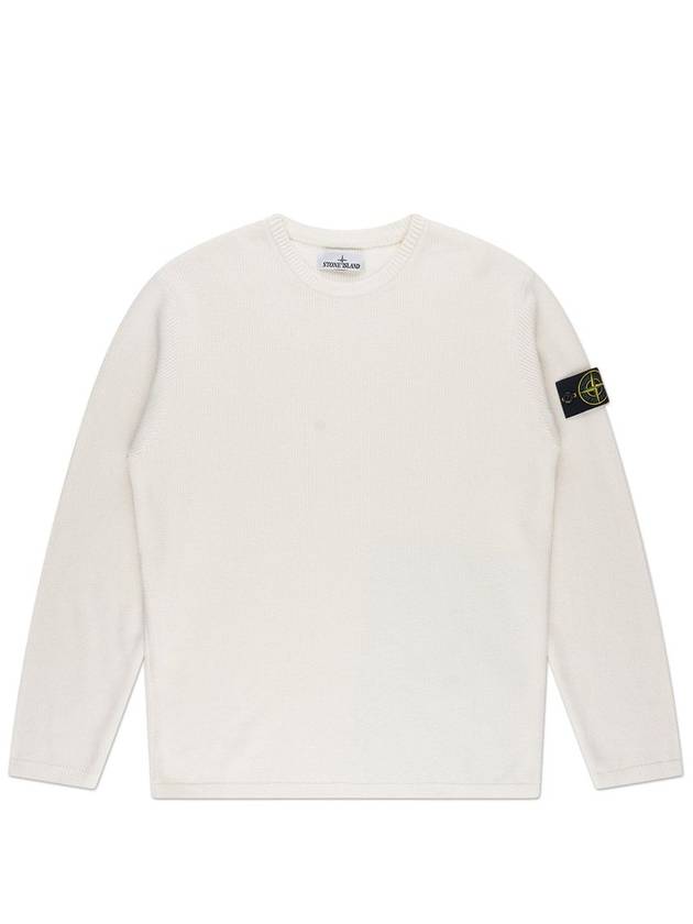 Wappen Patch Crew Neck Knit Top White - STONE ISLAND - BALAAN 2