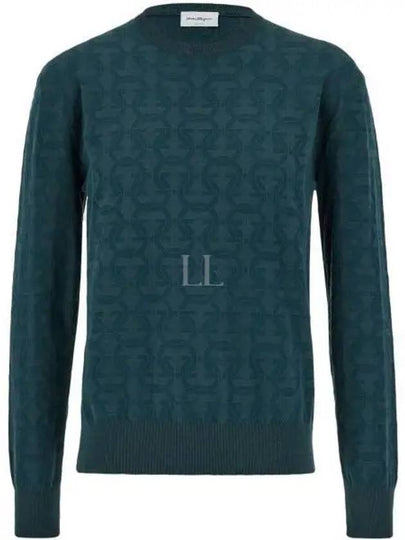 Jacquard Gancini Knit Top Blue - SALVATORE FERRAGAMO - BALAAN 2