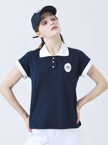 Doyou Know MC Women s Cotton Pique Lace Decoration Navy Short Sleeve T Shirt DO3242TS005 1 - DOYOUKNOWMC GOLF WEAR - BALAAN 1