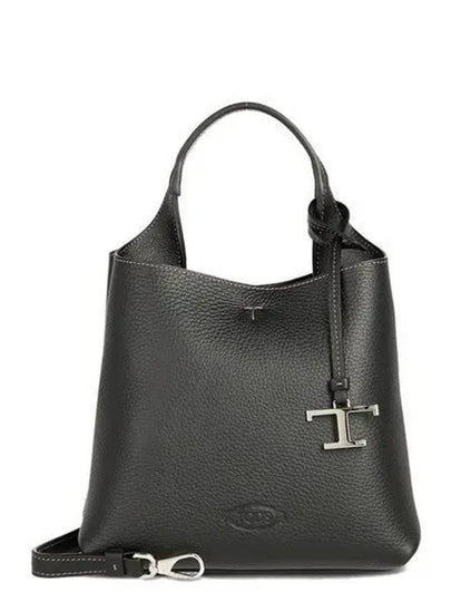 Logo Mini Leather Tote Bag Black - TOD'S - BALAAN 2