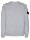 Logo Patch Crew Neck Wool Knit Top Grey Melange - STONE ISLAND - BALAAN 2