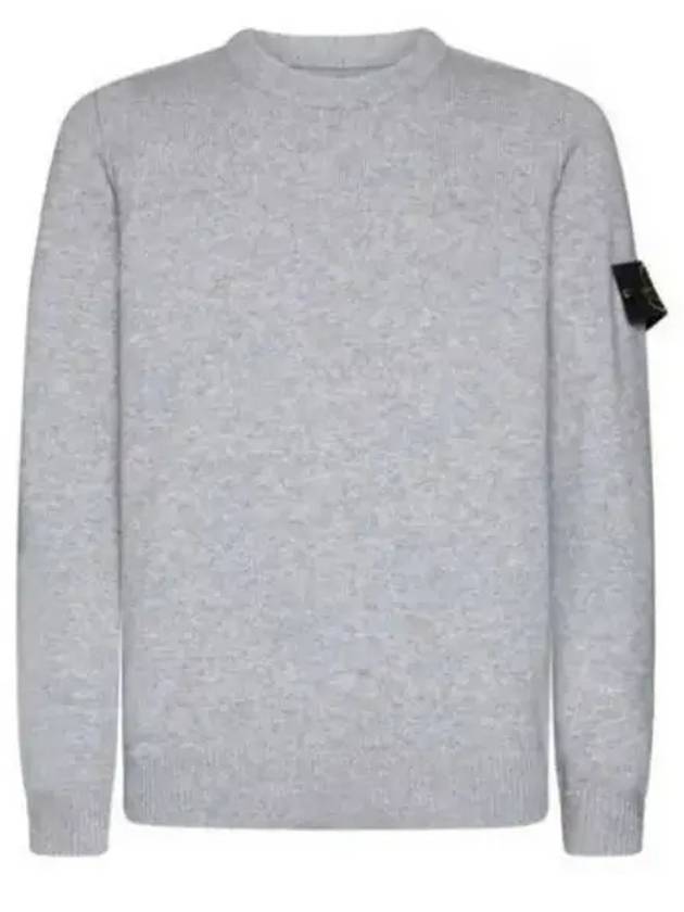 Logo Patch Crew Neck Wool Knit Top Grey Melange - STONE ISLAND - BALAAN 2