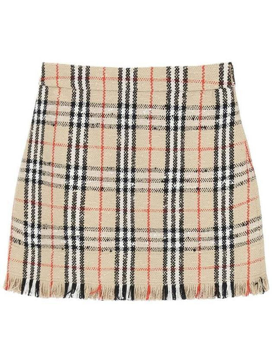 Women's Vintage Check Bouclay Mini A-Line Skirt Archive Beige - BURBERRY - BALAAN 1