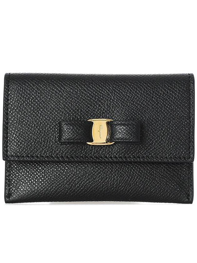 Vara Bow Card Walletr Black - SALVATORE FERRAGAMO - BALAAN 2