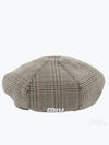 Prince Of Wales Check Wool Beret Grey - MIU MIU - BALAAN 2