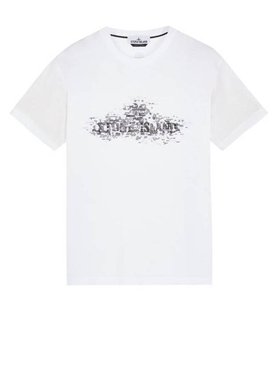 Institutional Two Print Short Sleeve T-Shirt White - STONE ISLAND - BALAAN 2