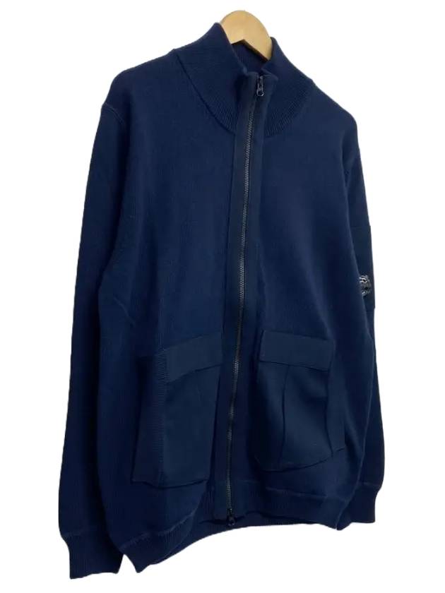 Lens Patch Pocket Knit Zip-Up Jacket Navy - CP COMPANY - BALAAN 3