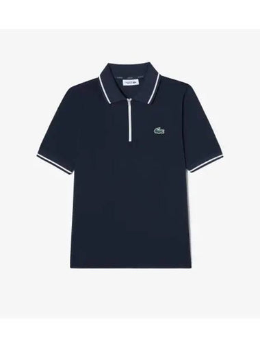 Women s texture half zip polo navy - LACOSTE - BALAAN 1