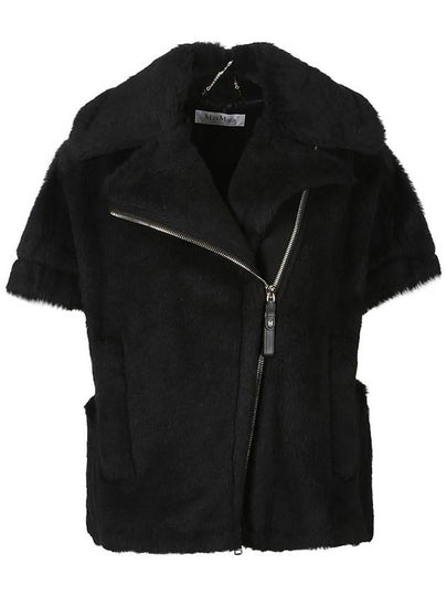 Zip-Up Short-Sleeve Cape Black - MAX MARA - BALAAN 2