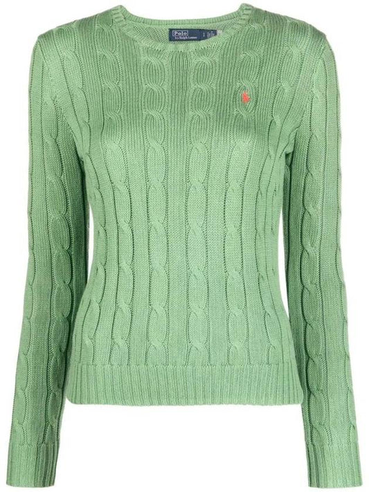 Embroidered Logo Pony Cable Knit Top Green - POLO RALPH LAUREN - BALAAN 1