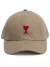 Embroidered Heart Logo Ball Cap Beige - AMI - BALAAN 2