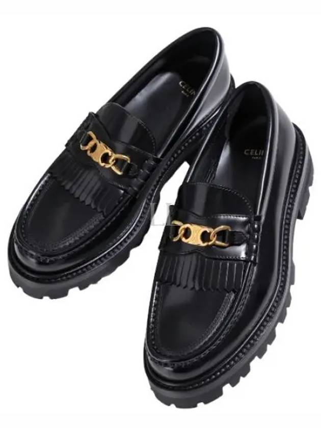 Triomphe Chain Polished Bull Margaret Loafers Black - CELINE - BALAAN 2