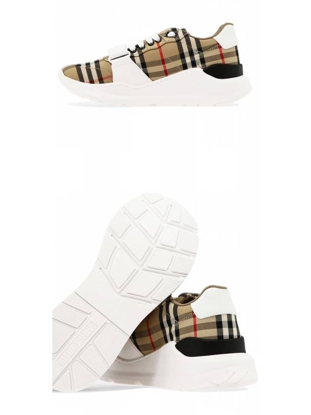 Vintage Check And Leather Sneakers White Archive Beige - BURBERRY - BALAAN 6