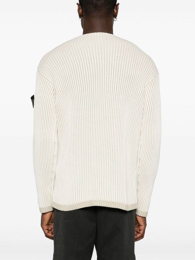 Crewneck Rib Virgin Wool Knit Top Beige - STONE ISLAND - BALAAN 3