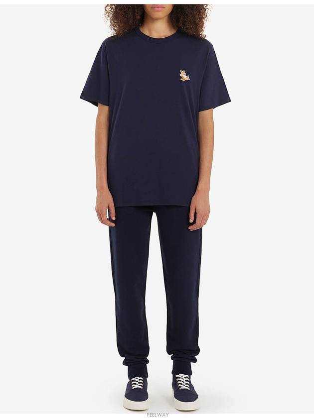 Chillax Fox Patch Classic Short Sleeve T-Shirt Navy - MAISON KITSUNE - BALAAN 5