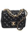 Gold Mini Shiny Lambskin Flap Cross Bag Black - CHANEL - BALAAN 1