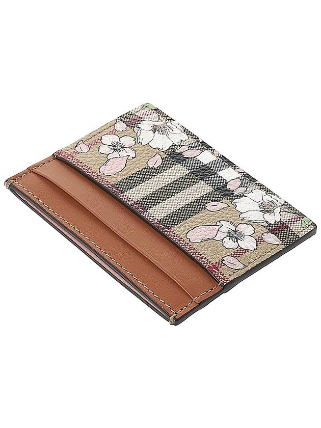 Floral Check Print Card Wallet Brown - BURBERRY - BALAAN 5