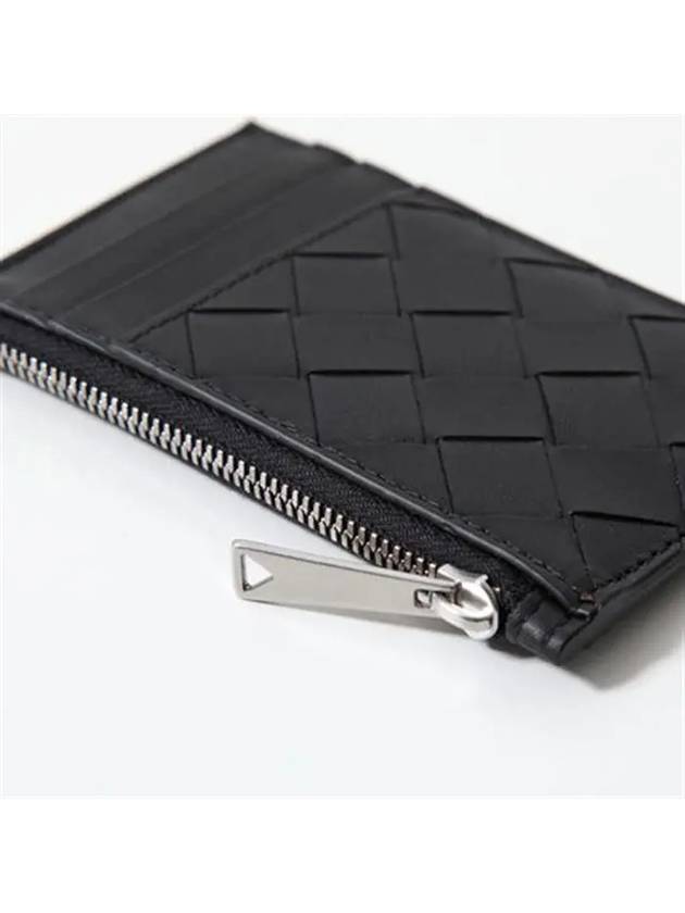 Intrecciato Zipper Leather Card Wallet Black - BOTTEGA VENETA - BALAAN 5