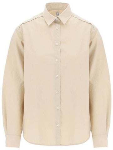 Signature Cotton Shirt Beige - TOTEME - BALAAN 1