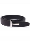 Silver Hardware T Logo Reversible Leather Belt Brown - TOM FORD - BALAAN 4