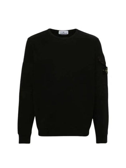 Brushed Organic Cotton Fleece Sweatshirt Black - STONE ISLAND - BALAAN 2