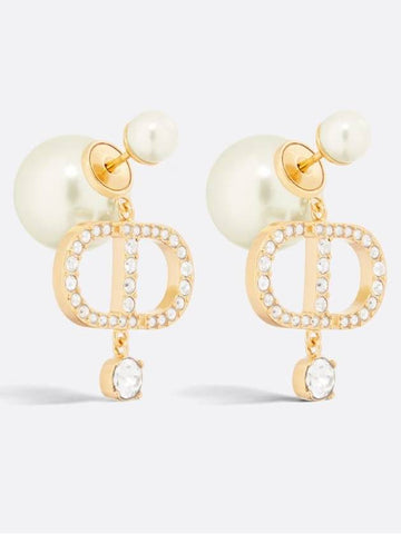 tribal CD logo crystal pearl earrings - DIOR - BALAAN 1