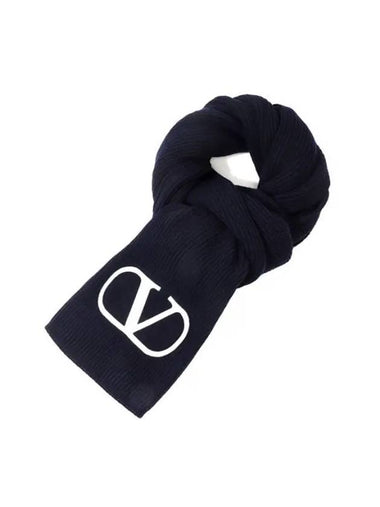 Virgin Wool Muffler Navy - VALENTINO - BALAAN 1